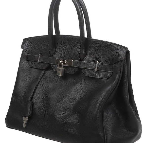 Elegant Black Leather ladies pedlock Bag - Picture 2 of 6